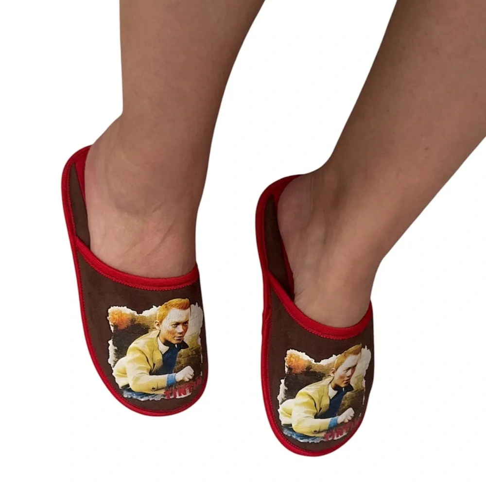 Tintin Brown & Red Women Slip-On Slippers women size 35